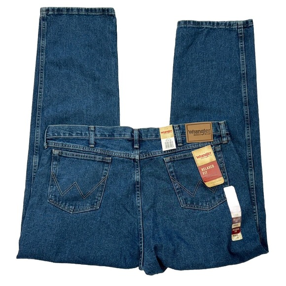 Wrangler Relaxed Fit Mens 40x32 Denim Cotton Blue Jeans Cowboy NWT - Picture 3 of 7